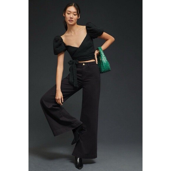 Wide Leg High-Rise Jeans Pilcro by Anthropologie Black Pants Size 34 Tall NWT - Picture 2 of 16